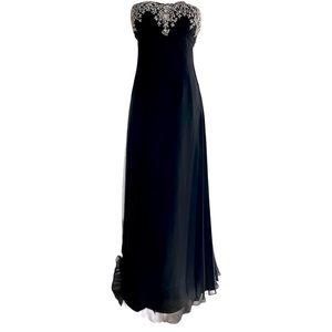 Basix II Black Silk Beaded Evening Gown (NWT)